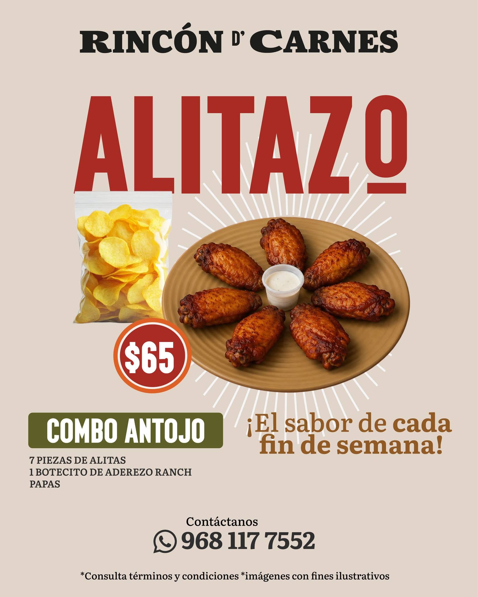 Combo Alitazo - 7 alitas, ranch y papas